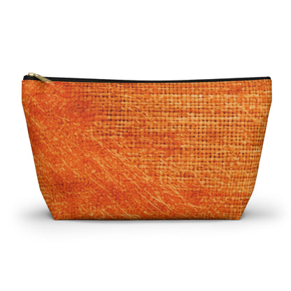 Naranja quemado/óxido: tela de color otoñal inspirada en la mezclilla - Bolsa para accesorios con parte inferior en forma de T 