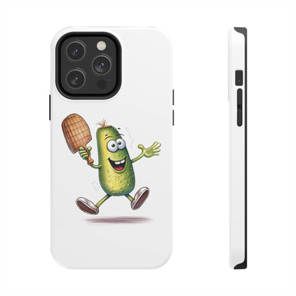 Pickle Player Action: Cartoon Swinging Pickleball Paddle - Sporty Charm - Tough Phone Cases