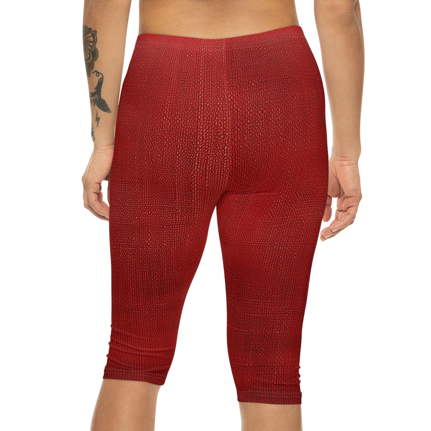 Juicy Red Berry Blast: Denim Fabric Inspired Design - Women’s Capri Leggings (AOP)