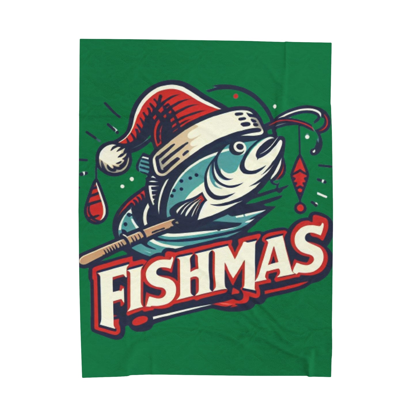 Santa Bass - Christmas Fishing Adventure - Velveteen Plush Blanket