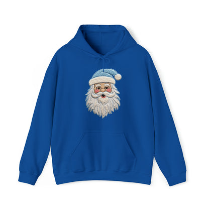 Blue Santa Chenille Patch - Chritmas Hoiday Design - Unisex Heavy Blend™ Hooded Sweatshirt