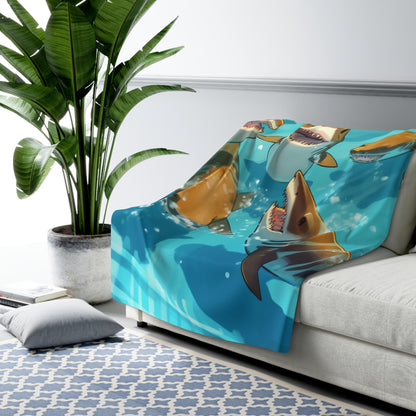 Tiger Shark: Ocean Marine Wildlife - Underwater - Sherpa Fleece Blanket