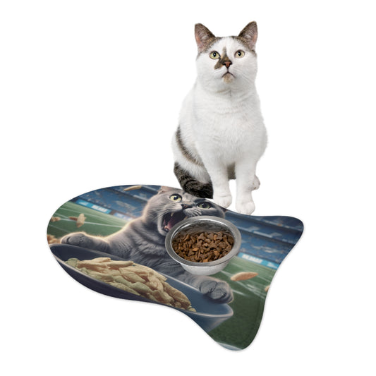 Halftime Football Feline: Screaming Sports Fan Cat Stadium Food Kitten - Pet Feeding Mats