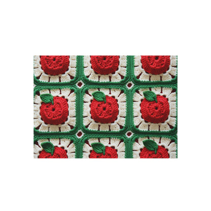 Apple Granny Square Crochet Pattern: Wild Fruit Tree, Delicious Red Design - Outdoor Rug