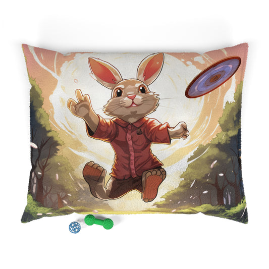 Disc Golf Rabbit: Bunny Aiming Frisbee for Basket Chain - Dog & Pet Bed