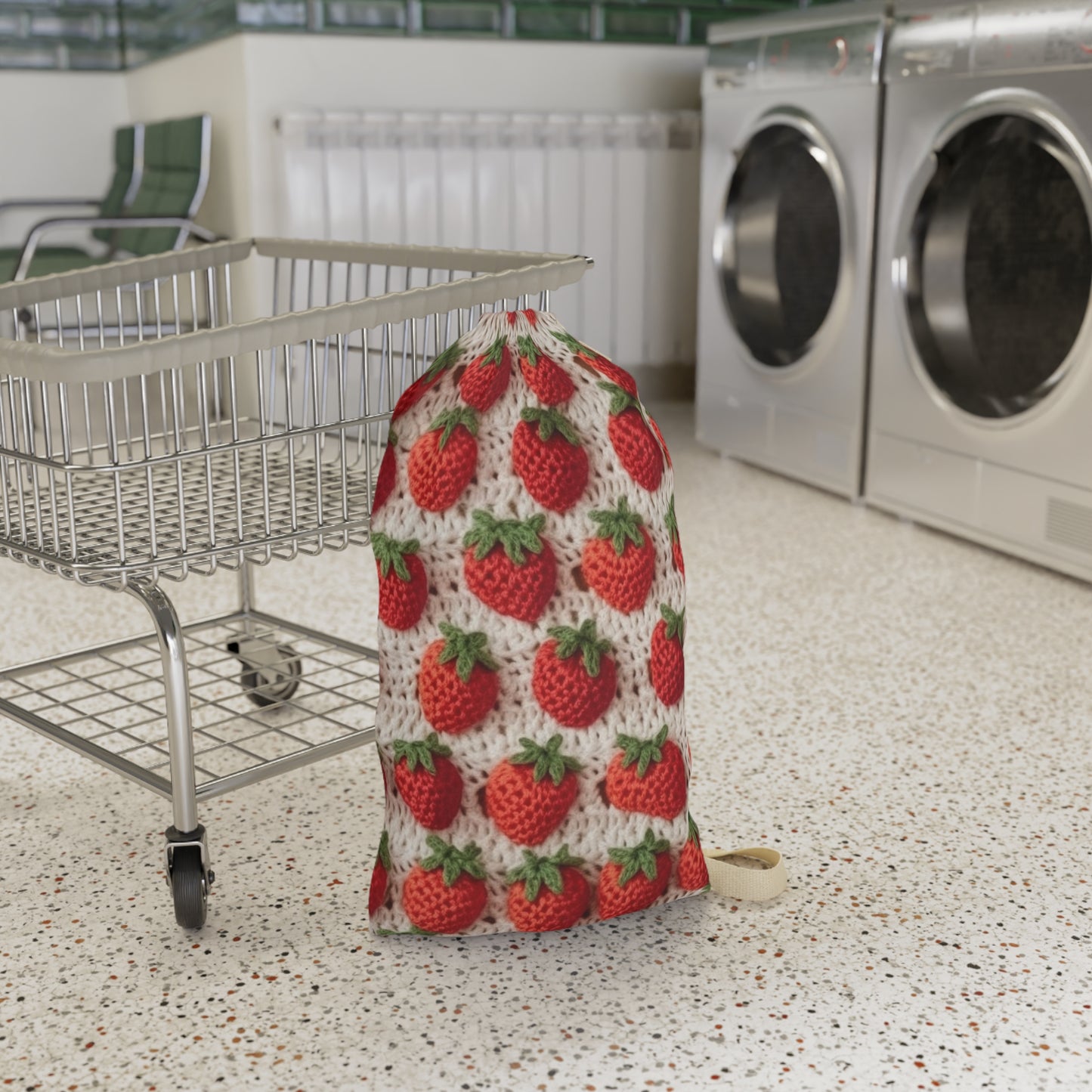 Strawberry Traditional Japanese, Crochet Craft, Fruit Design, Red Berry Pattern - Laundry Bag