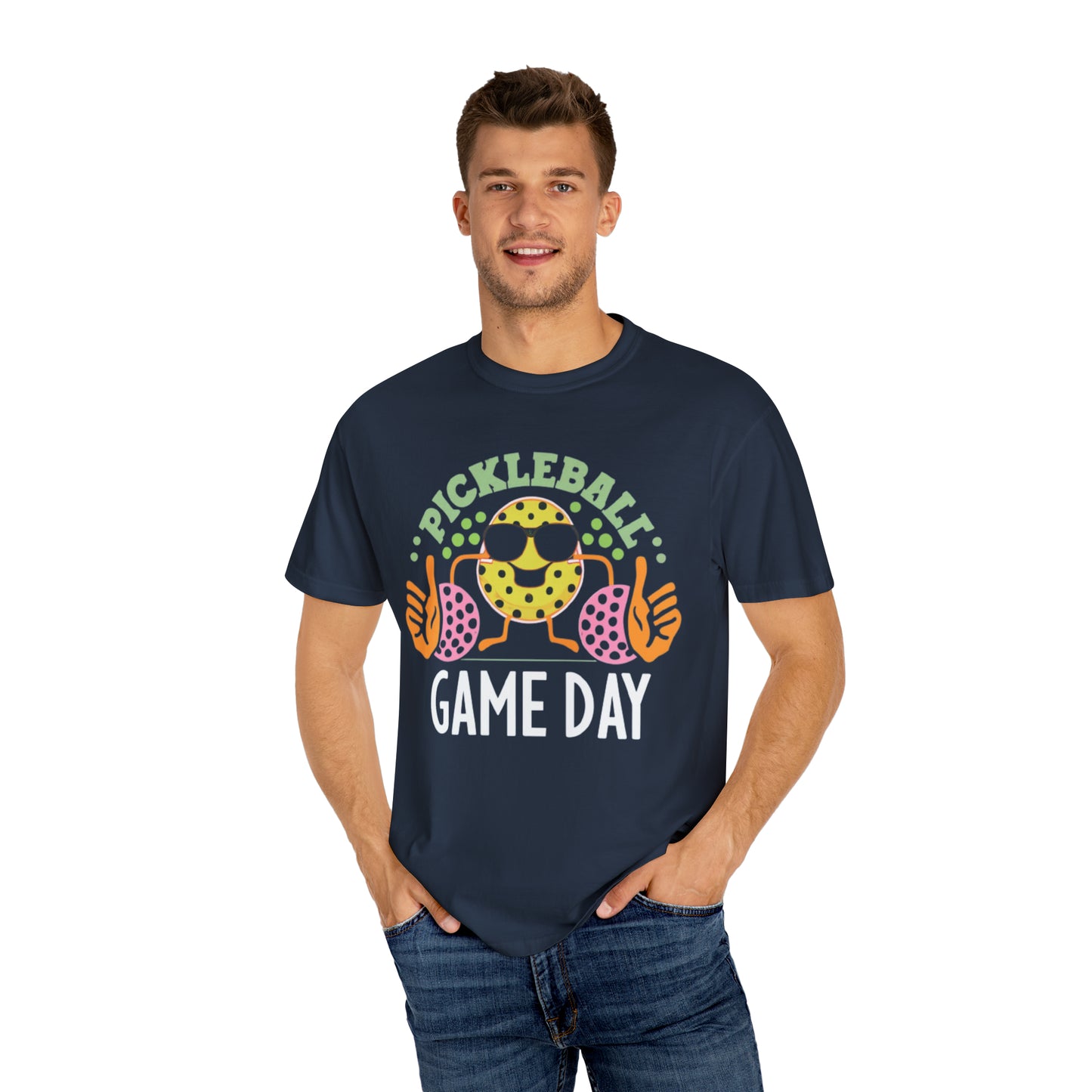 Retro Game Day Pickleball Groovy Anime - Unisex Garment-Dyed T-shirt