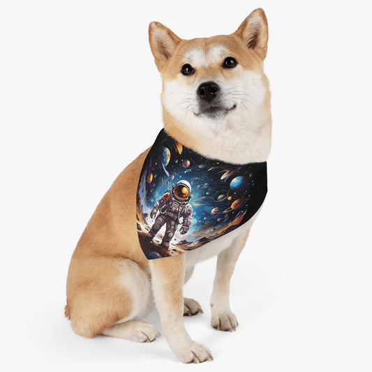 Galactic Voyage: Astronaut Journey in Celestial Star Cosmic Exploration - Pet Bandana Collar