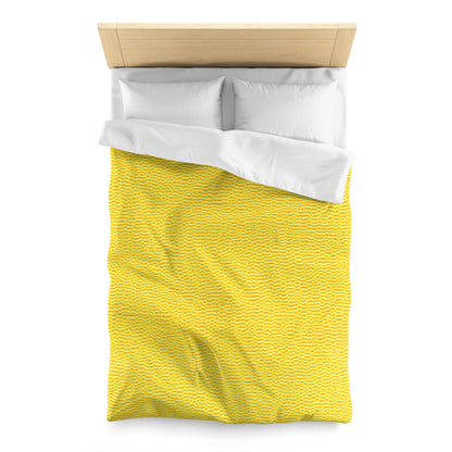 Sunshine Yellow Lemon: Denim-Inspired, Cheerful Fabric - Microfiber Duvet Cover