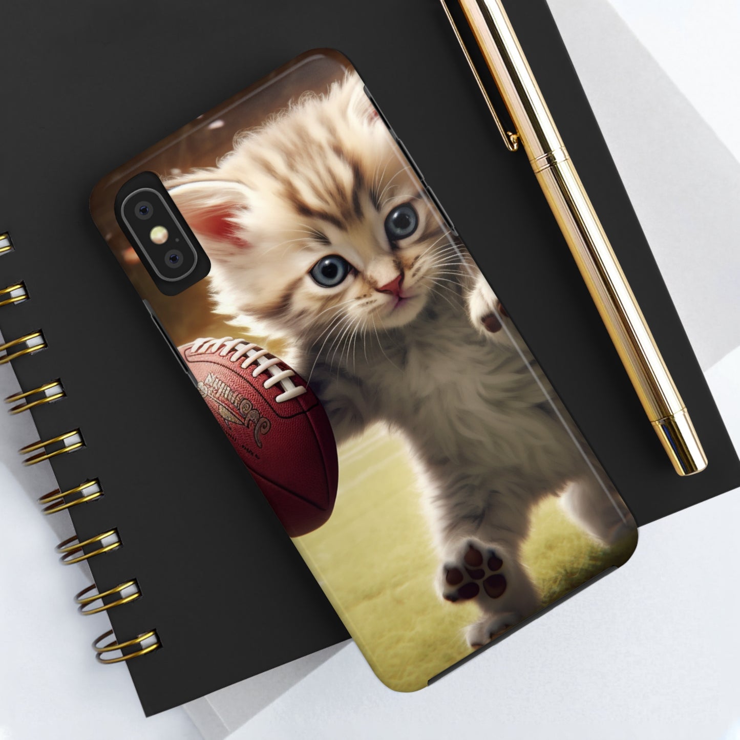 Football Kitty Fantasy: Feline Cat American Sport Quarterback - Tough Phone Cases