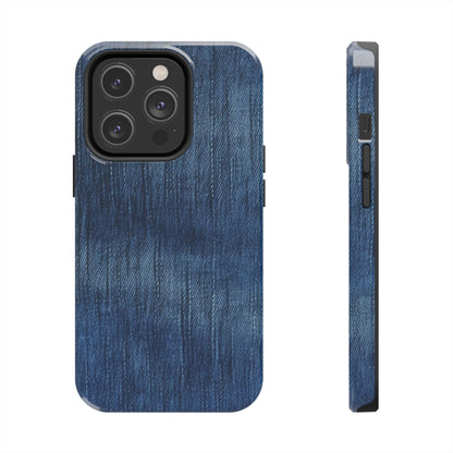 Indigo Splash: Washed Denim Reverie in Deep Blue - Tough Phone Cases