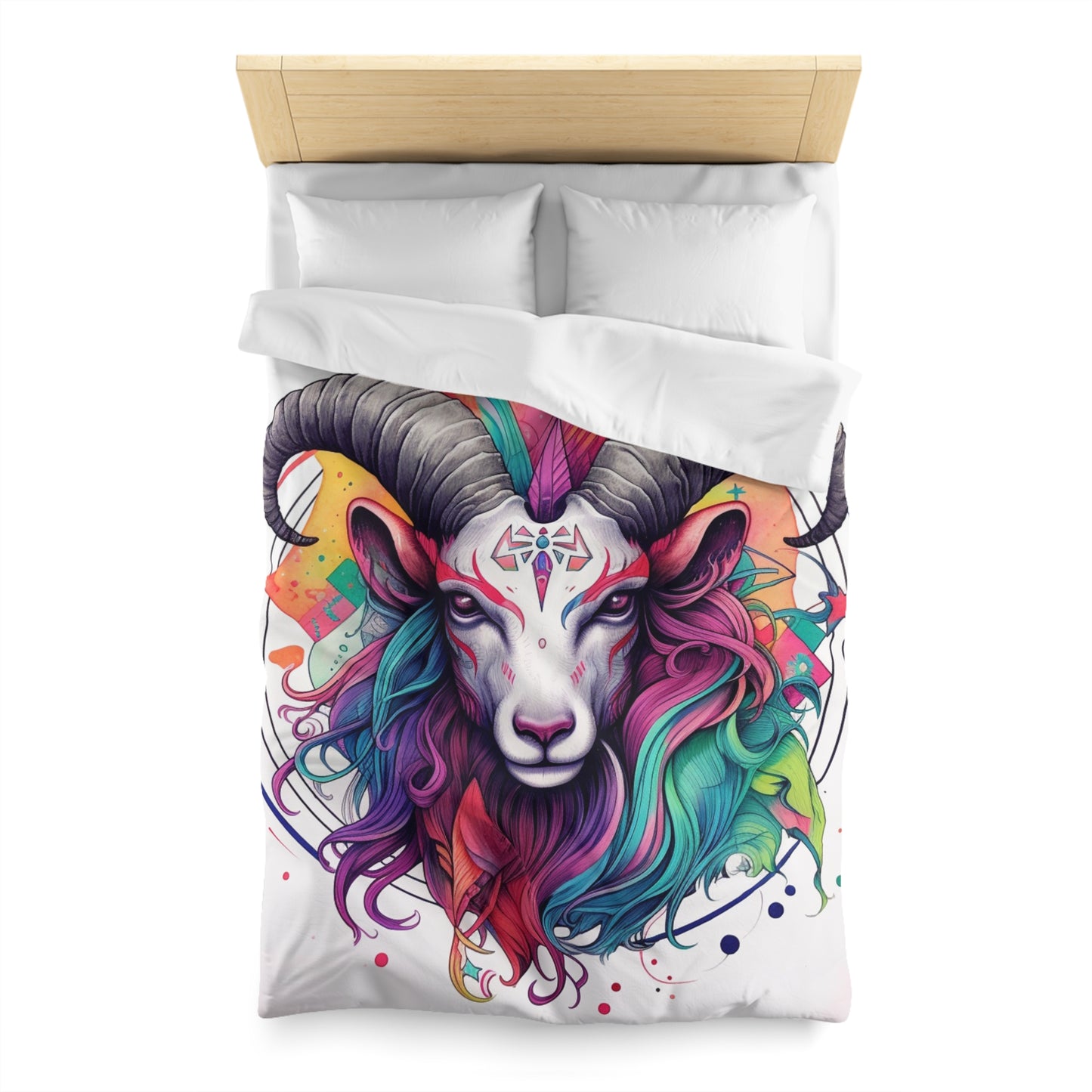 Chill Capricorn Style - Fine Line Multicolor Astrology Design - Microfiber Duvet Cover