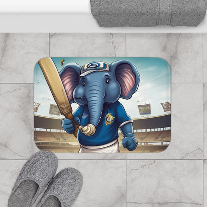 India Elephant Cricket Sport Star: Pitch, Run, Stump Game - Animated Charm - Bath Mat