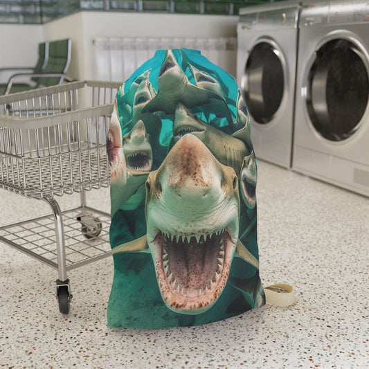 Laughing Lemon Sharks: Joyful Sea Jaws Ocean Deep - Laundry Bag