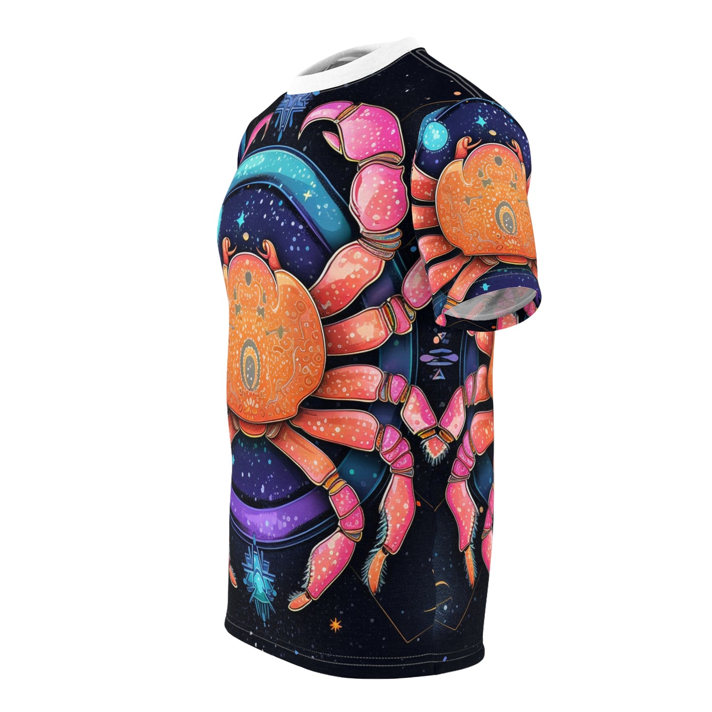 Rainbow Celestial Crab - Vibrant Cancer Zodiac Sign Art - Unisex Cut & Sew Tee (AOP)