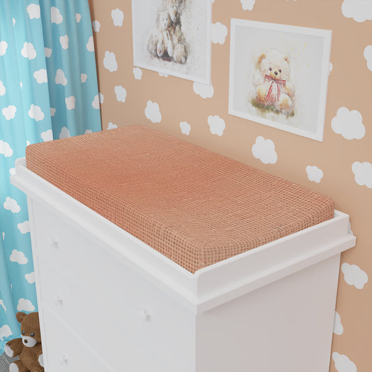 Soft Pink-Orange Peach: Denim-Inspired, Lush Fabric - Baby Changing Pad Cover