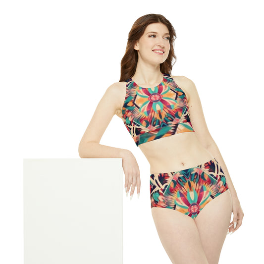 Boho Vibes: Handmade Summer Bohemian Print Pattern Artwork Sporty Bikini Set (AOP)