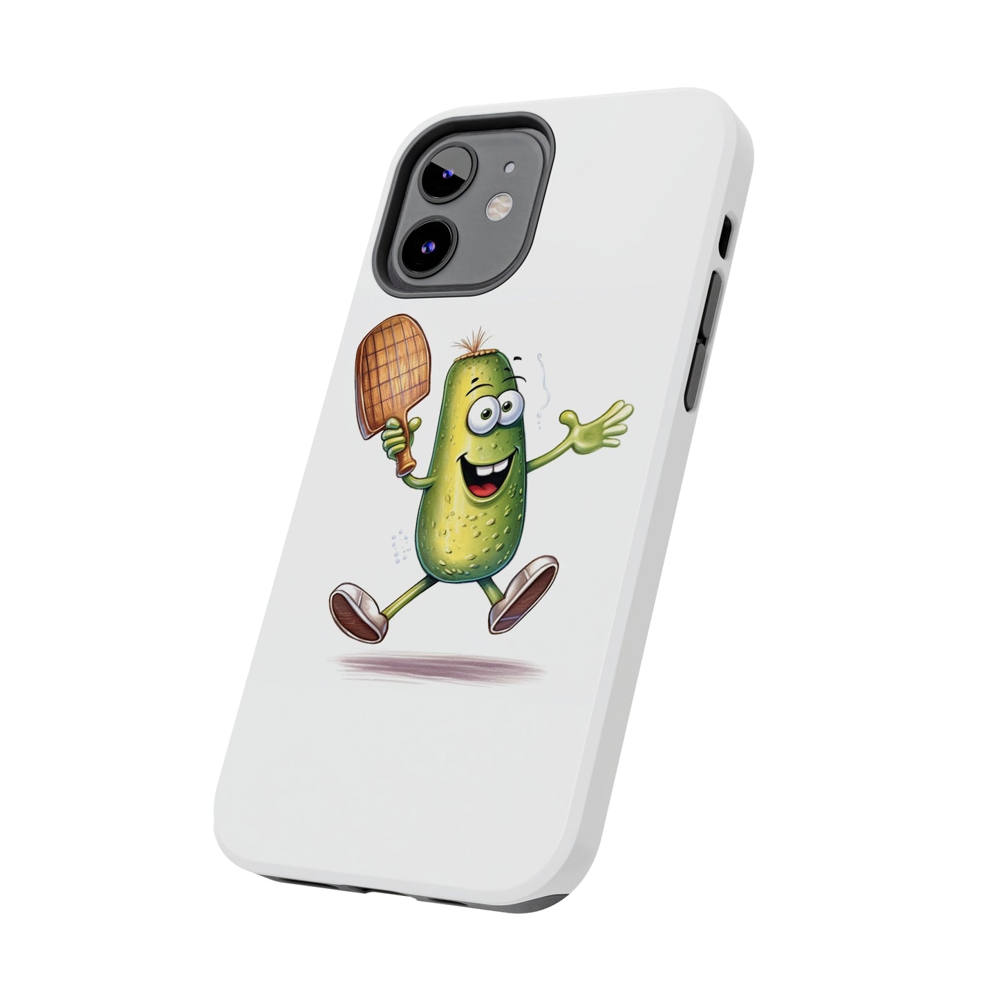 Pickle Player Action: Cartoon Swinging Pickleball Paddle - Sporty Charm - Tough Phone Cases