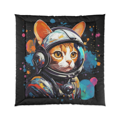 Astro Cat Adventure Feline - 宇宙空間に浮かぶポップアート - 掛け布団