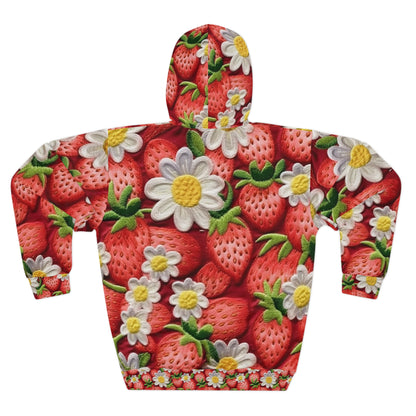 Strawberry Strawberries Embroidery Design - Fresh Pick Red Berry Sweet Fruit - Unisex Pullover Hoodie (AOP)