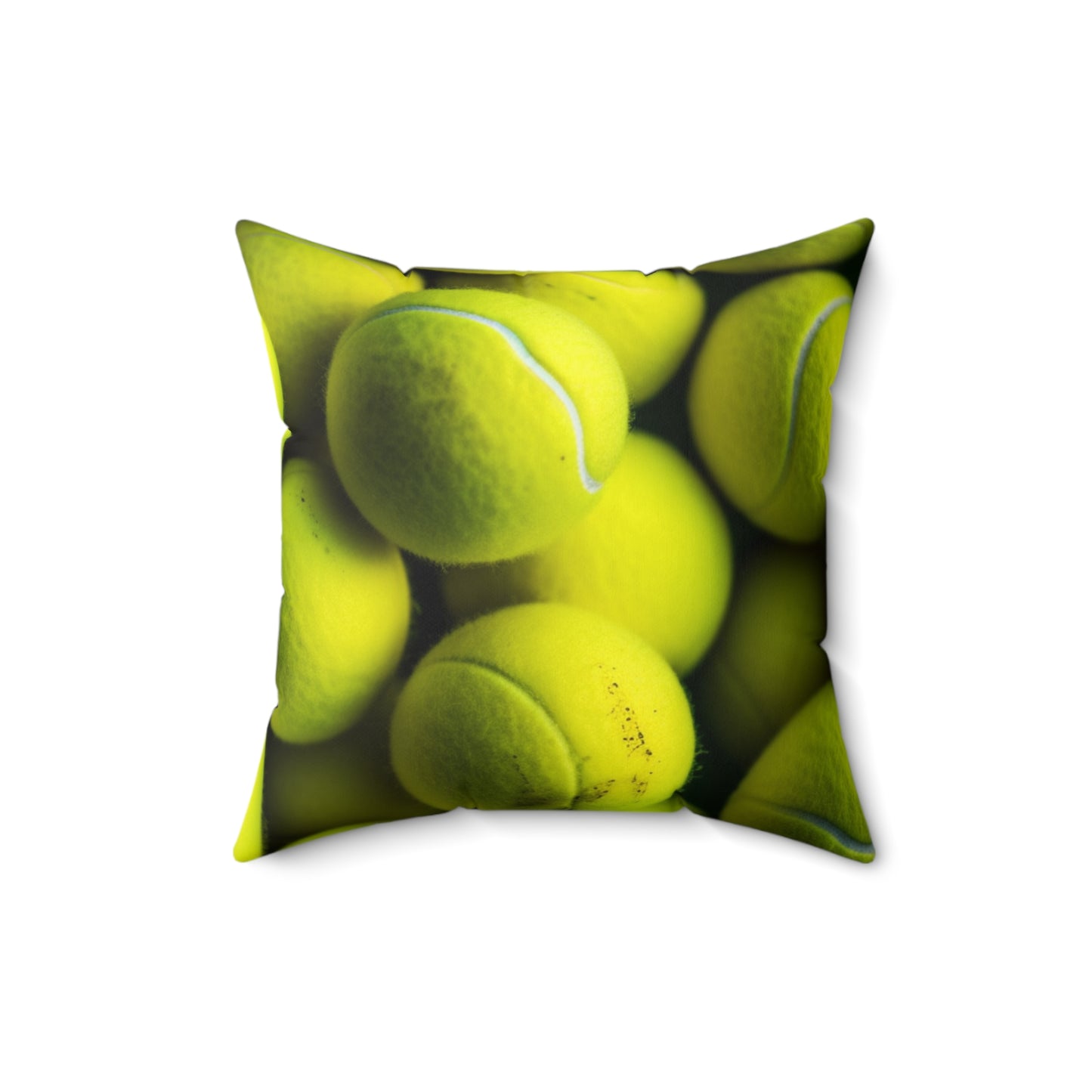 Tennis Ball Sport: Athlete Court Action, Rally & Serve - Spun Polyester Square Pillow