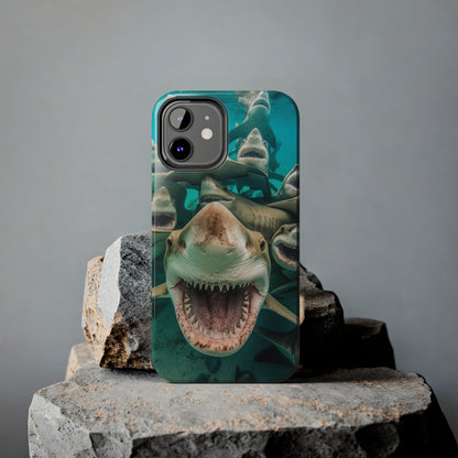 Laughing Lemon Sharks: Joyful Sea Jaws Ocean Deep - Tough Phone Cases