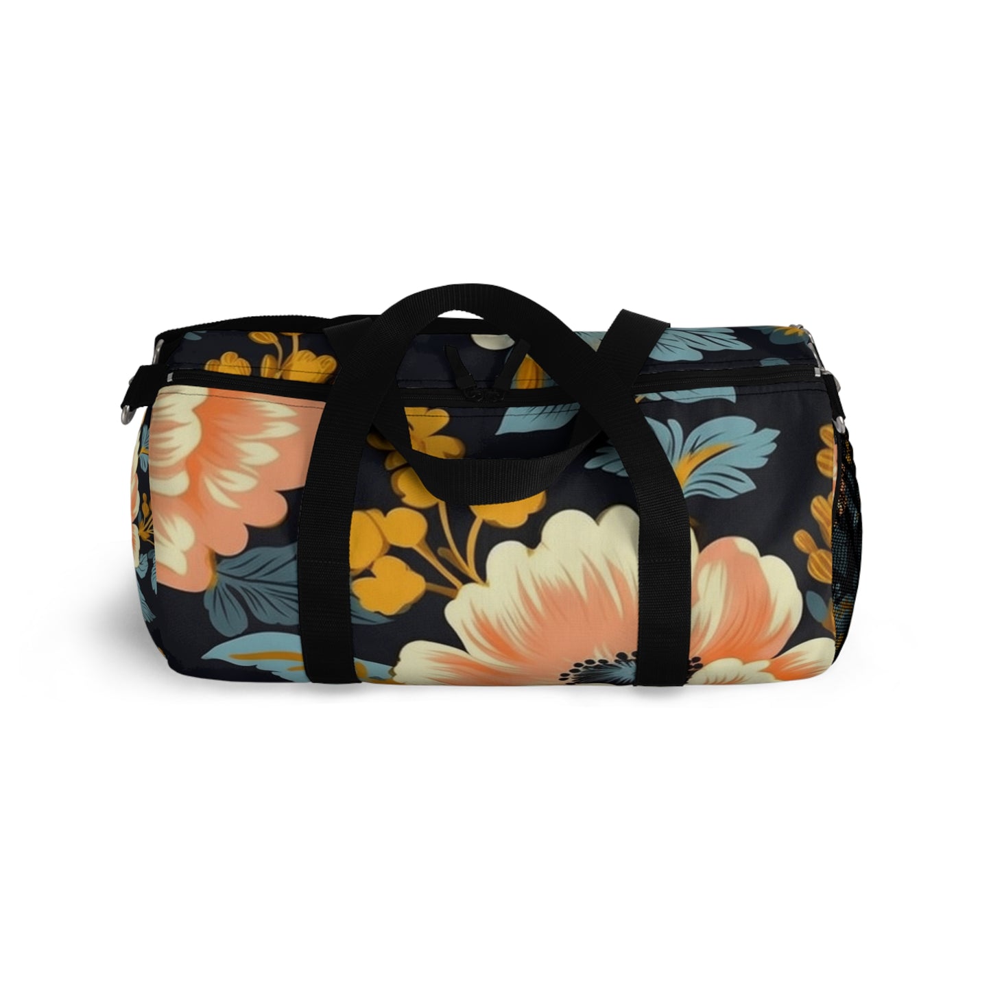 Vintage 50s 60s Inspired High-Waisted Floral Pattern Duffel Bag