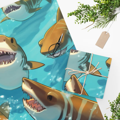 Tiger Shark: Ocean Marine Wildlife - Underwater - Wrapping Paper