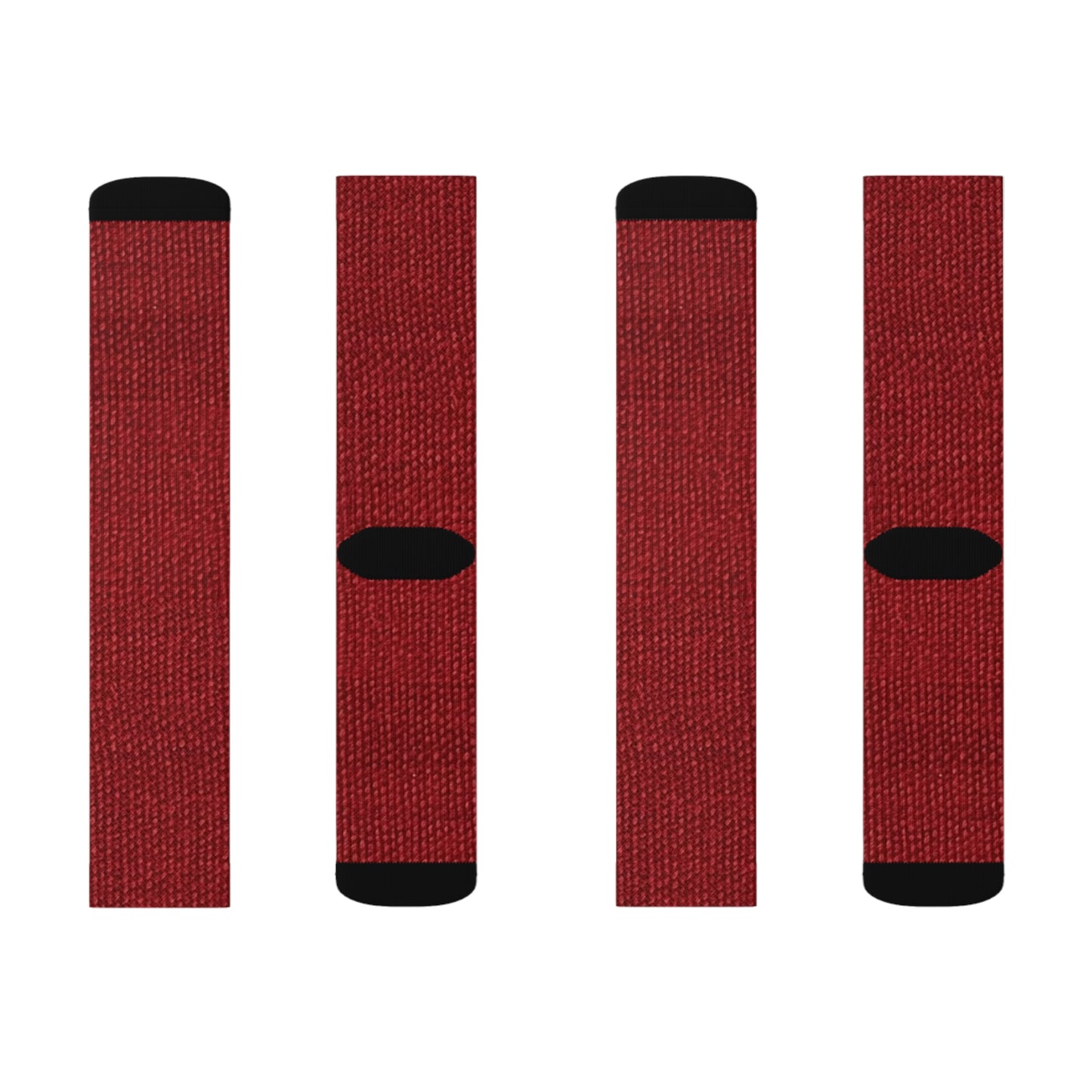 Bold Ruby Red: Denim-Inspired, Passionate Fabric Style - Sublimation Socks