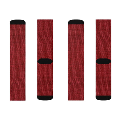 Bold Ruby Red: Denim-Inspired, Passionate Fabric Style - Sublimation Socks