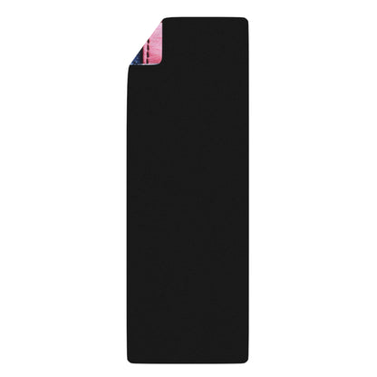 Candy-Striped Crossover: Pink Denim Style Ribbons Blue - Rubber Yoga Mat