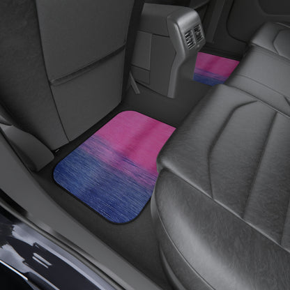 Dual Delight: Half-and-Half Pink & Blue Denim Daydream - Car Mats (Set of 4)