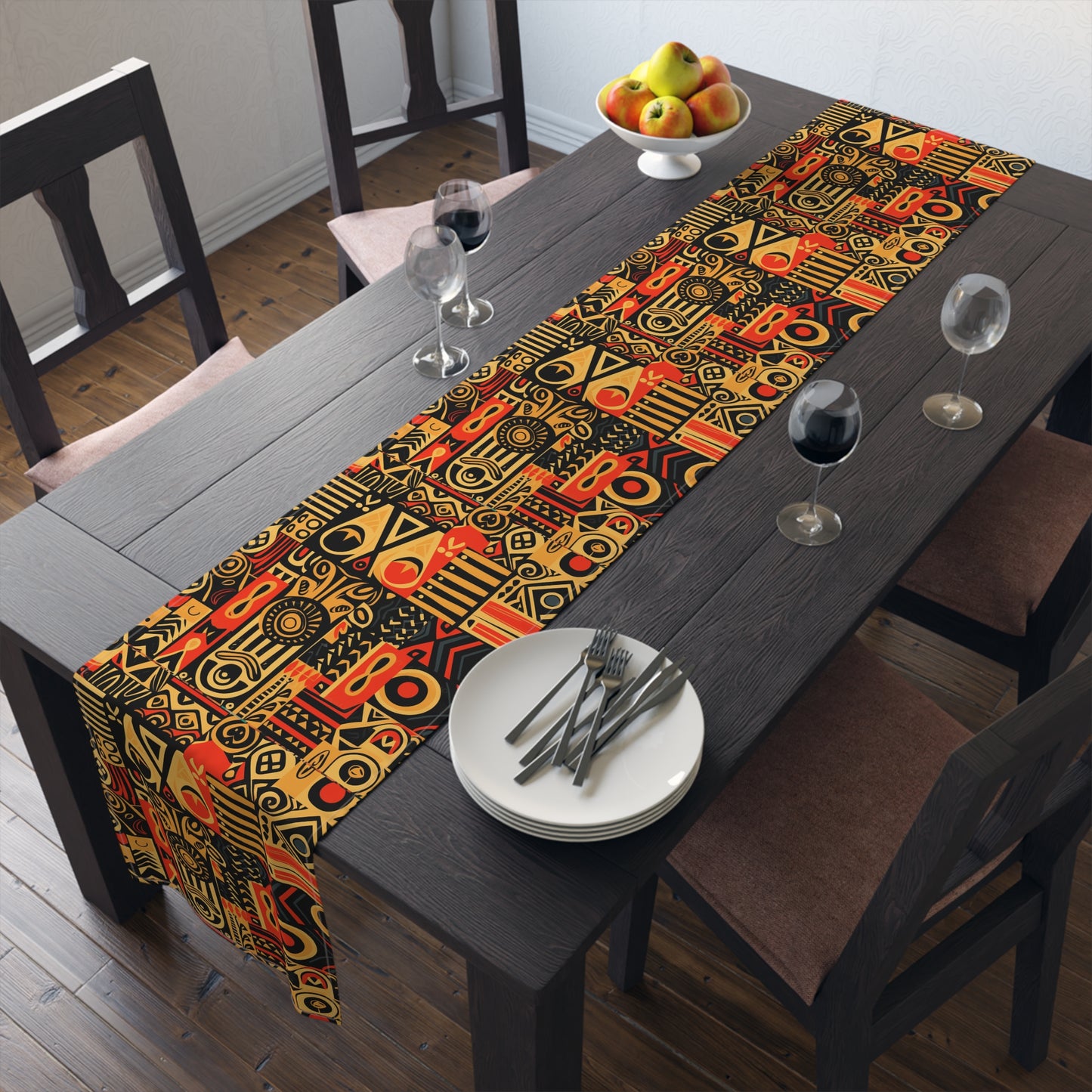 Tribal Art-Inspired Abstract Symbols, Heritage - Table Runner (Cotton, Poly)