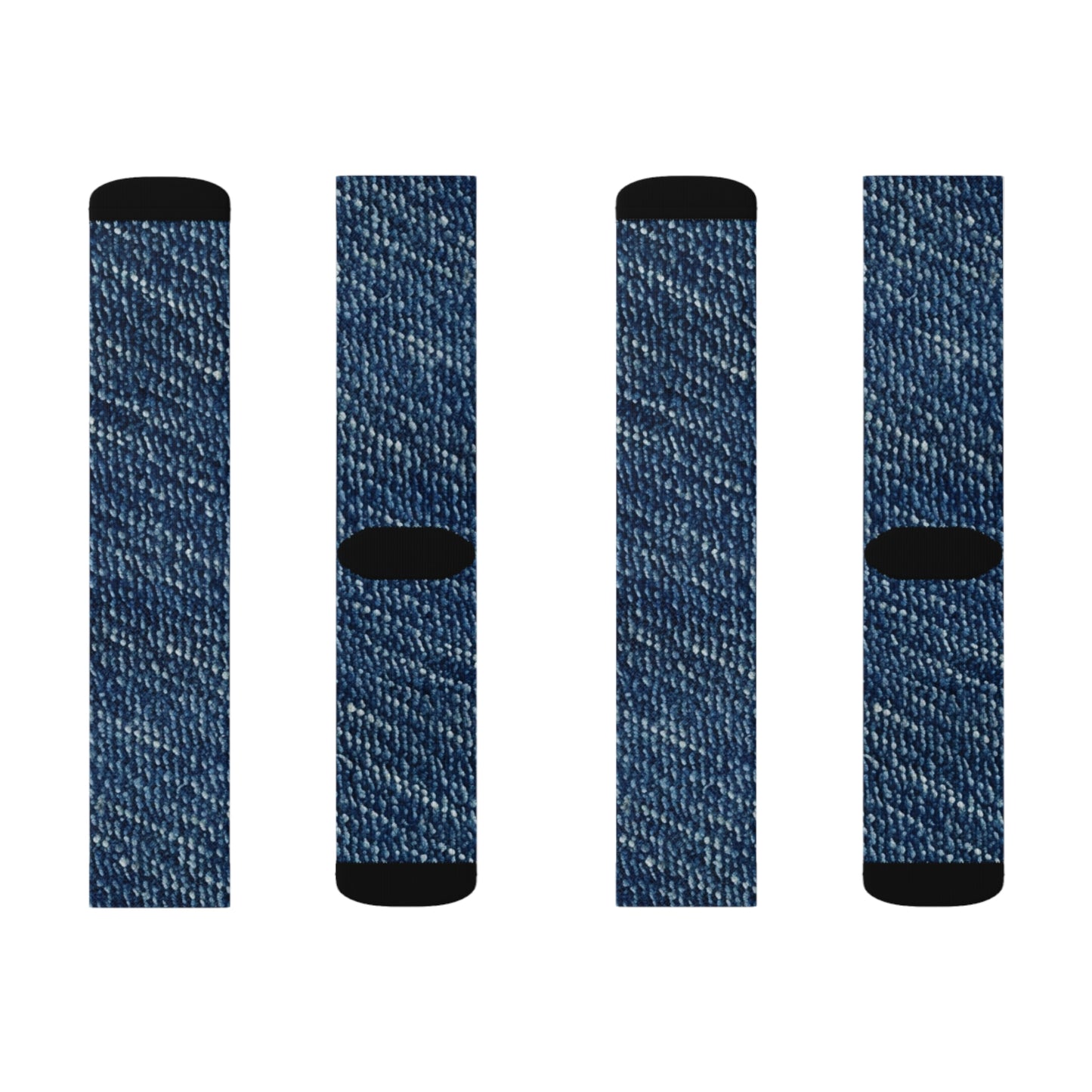 Denim-Inspired Design - Distinct Textured Fabric Pattern - Sublimation Socks