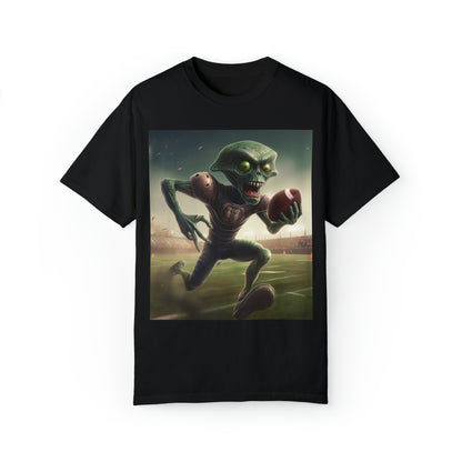 Alien Football Space Sport Game Stadium Athlete Galaxy Player - Unisex Garment-Dyed T-shirt