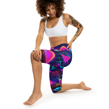 80s Synthwave Retro-Futuristic Inspired Pattern Design Women’s Capri Leggings (AOP)