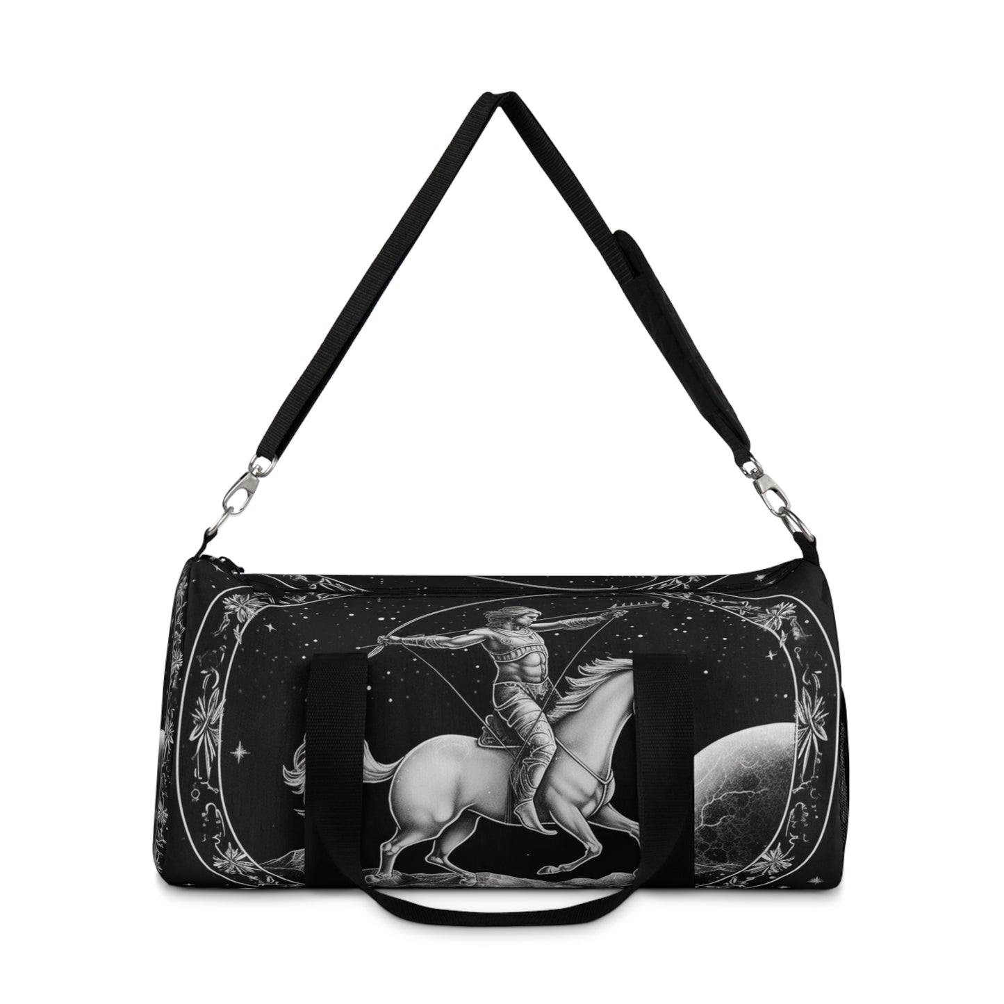 Diseño de arquero blanco y negro del zodiaco Sagitario - Bolsa de lona