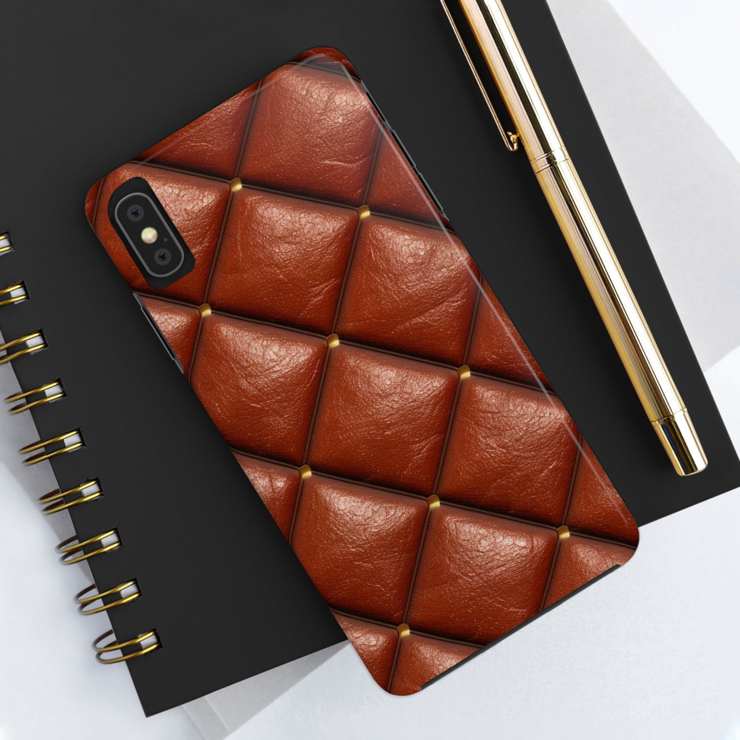 Brown Leather Cognac Pattern Rugged Durable Design Style - Tough Phone Cases