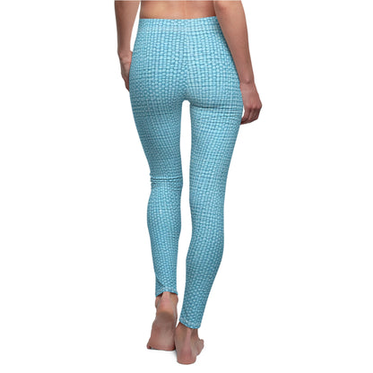 Bright Aqua Teal: Denim-Inspired Refreshing Blue Summer Fabric - Women's Cut & Sew Casual Leggings (AOP)