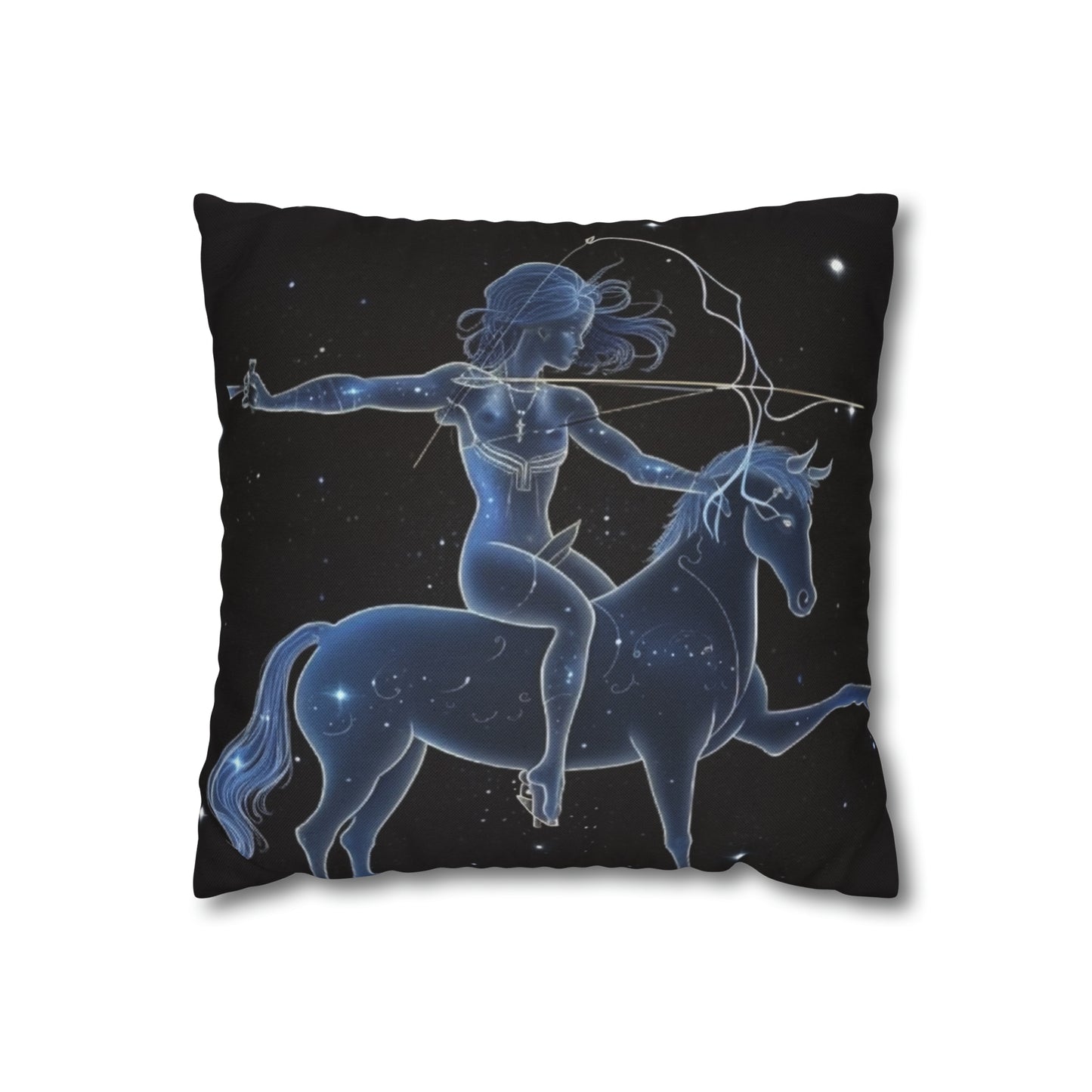 Sagittarius Zodiac in Starlit Universe - Fluorescent Colors - Spun Polyester Square Pillow Case