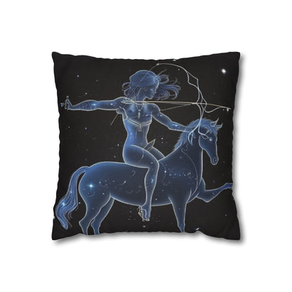 Sagittarius Zodiac in Starlit Universe - Fluorescent Colors - Spun Polyester Square Pillow Case