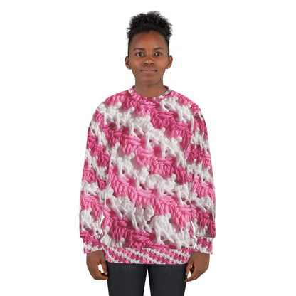 Punto rosa fuerte y blanco, mezcla de hilo vibrante, textura moderna y elegante - Sudadera unisex (AOP)