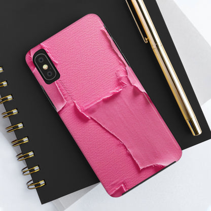 Distressed Neon Pink: Edgy, Ripped Denim-Inspired Doll Fabric - Tough Phone Cases