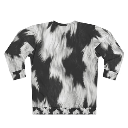 Piel de vacuno sobre cuero de pelo - Blanco y negro - Estilo de diseñador - Sudadera unisex (AOP) 