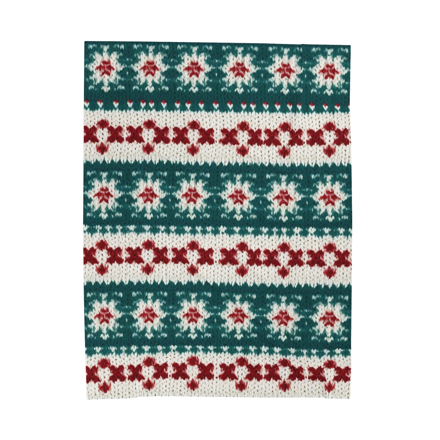 Christmas Knit Crochet Holiday, Festive Yuletide Pattern, Winter Season - Velveteen Plush Blanket