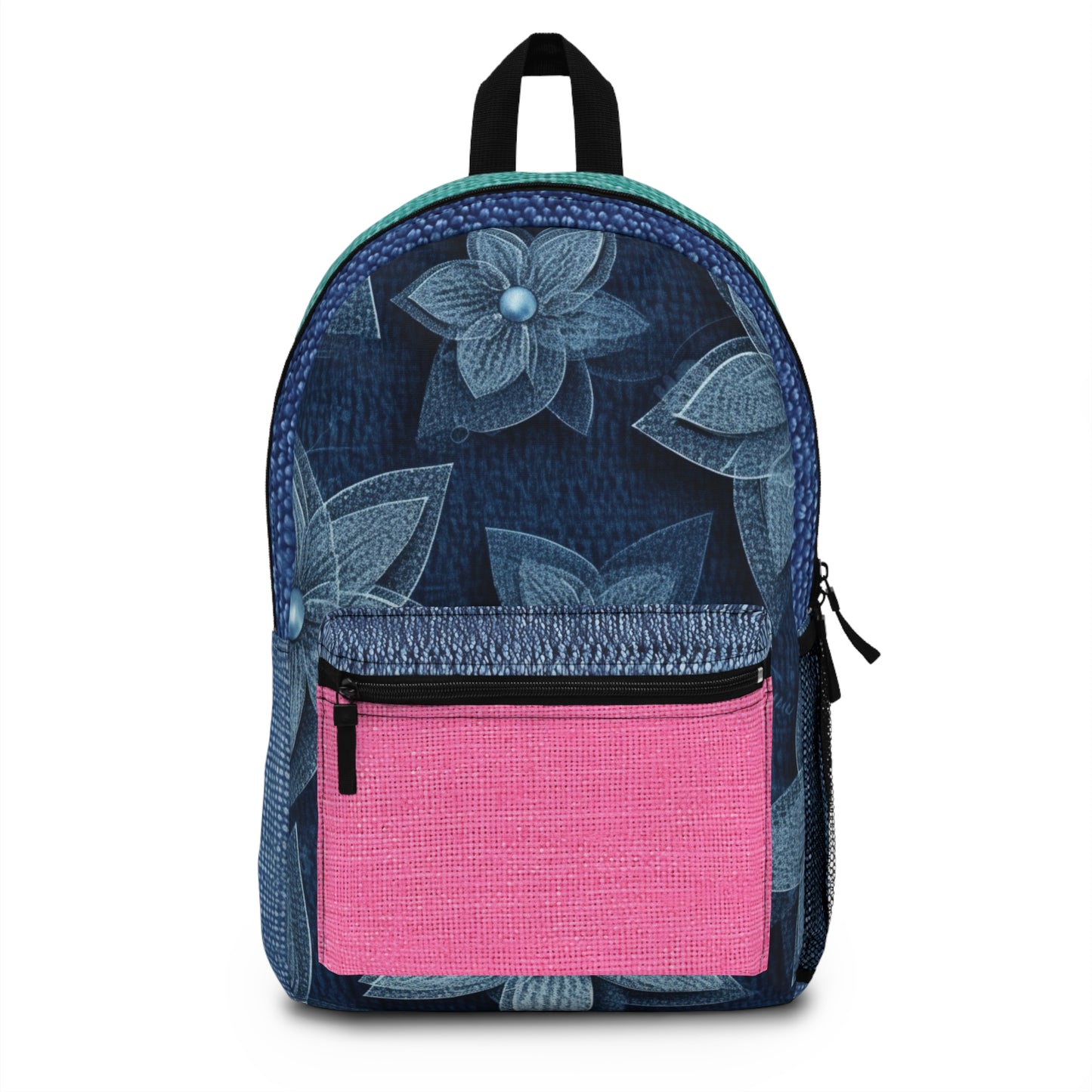 Patrón de mezclilla Azul, Rosa, Menta, Artistas coloridos - Mochila impermeable