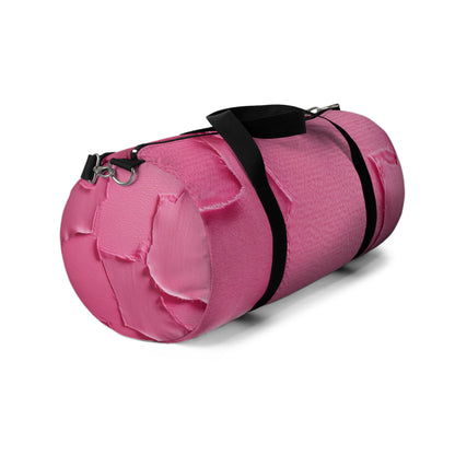 Distressed Neon Pink: Edgy, Ripped Denim-Inspired Doll Fabric - Duffel Bag