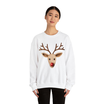 Red Reindeer Nose Christmas Classic Winter Season - White - Unisex Heavy Blend™ Crewneck Sweatshirt