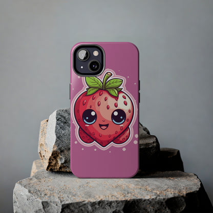 Kawaii Strawberry Adventure - Anime Classic Traditional Japanese Fruit - Otaku Artwork - Tough Phone Cases