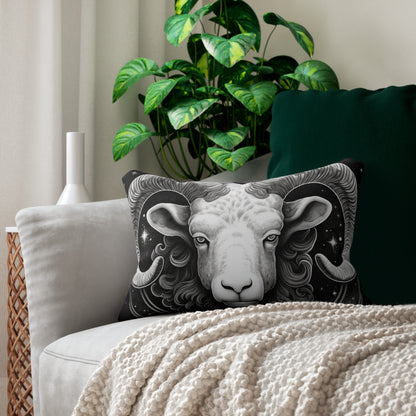 Diseño del zodiaco Aries, almohada lumbar de poliéster hilado, impresión de doble cara 